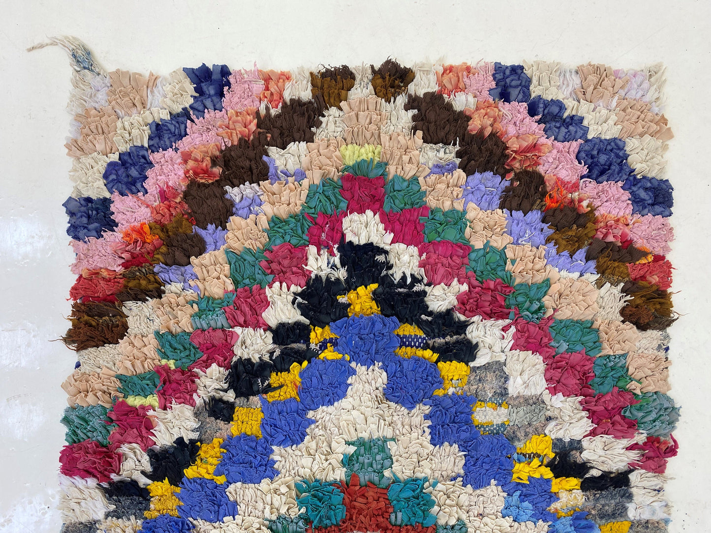 Narrow colorful 3x8 runner rugs, Moroccan checkered rug runner.