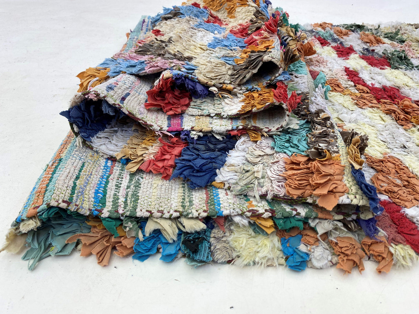 3x10 checkered faded runner rug, Moroccan vintage rug runner.