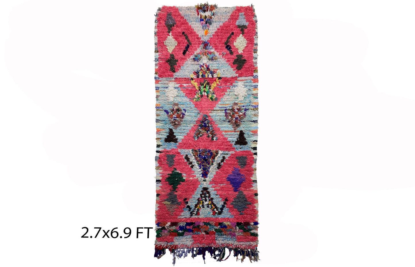 3x7 Moroccan vintage rug runner, Long colorful runner rug.