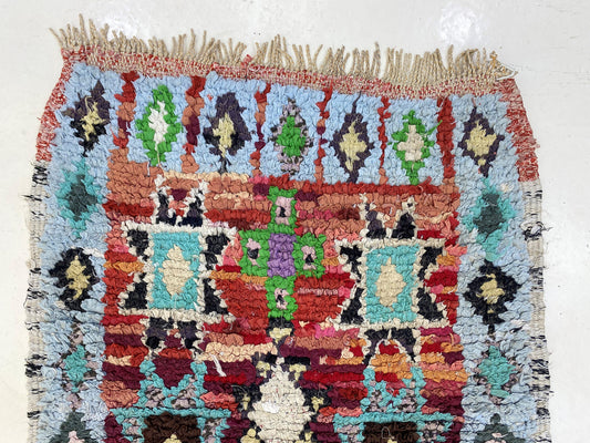 Tapis d'entrée vintage 2x8, tapis de couloir étroit et coloré.