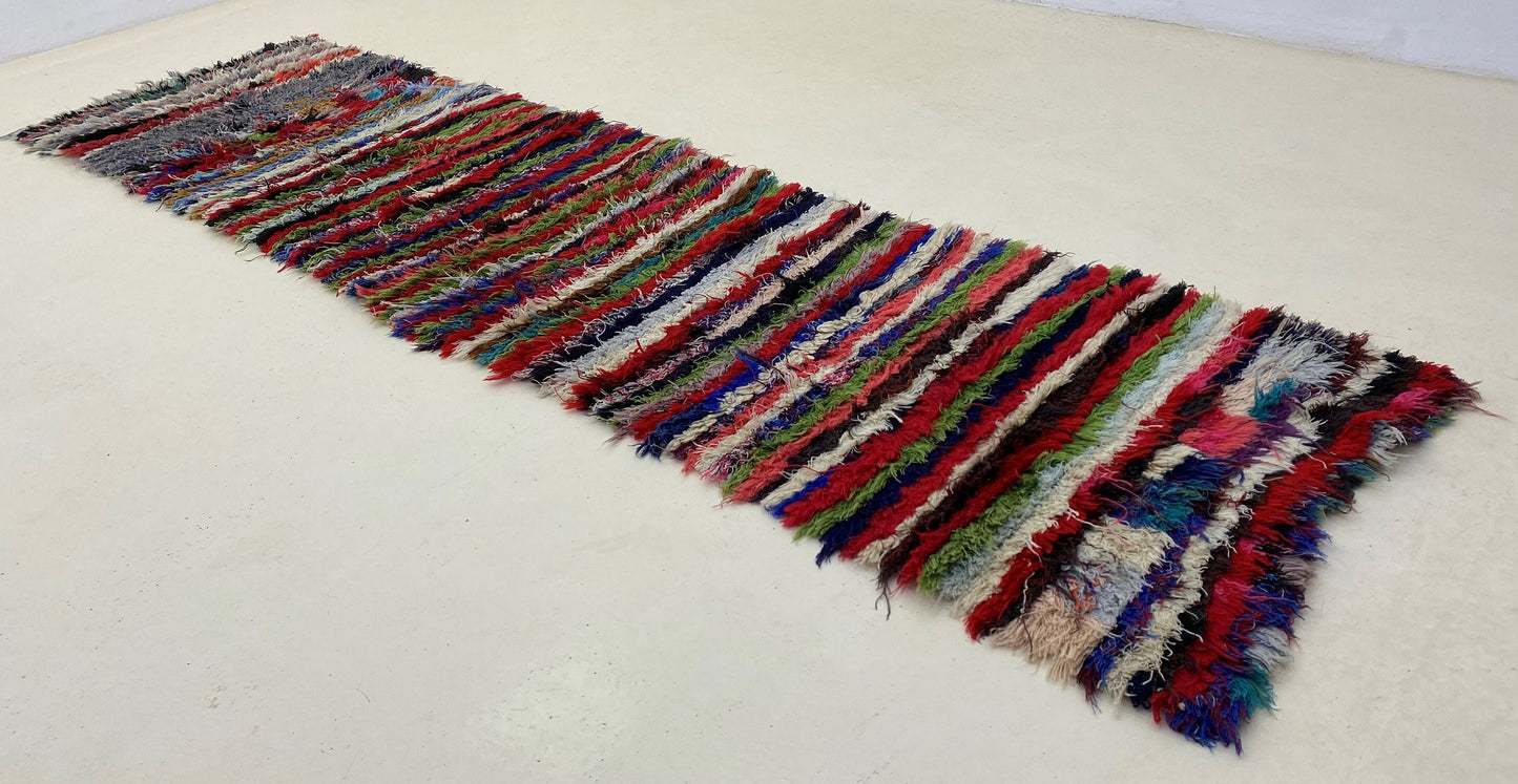 Narrow colorful striped rug runner,narrow Moroccan 2x9 runner rug.