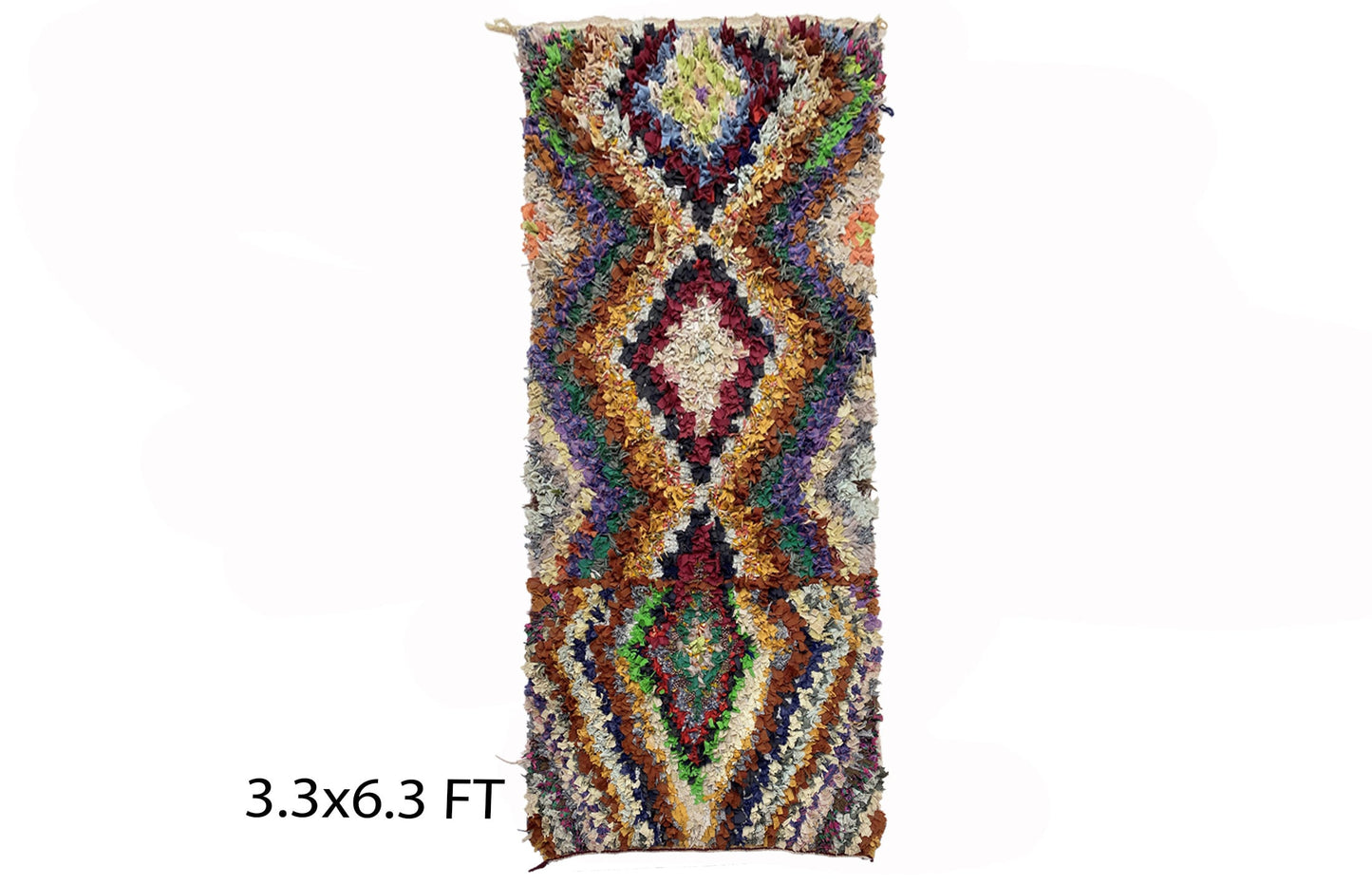 3x6 vintage Berber area rug, diamond Moroccan rugs.