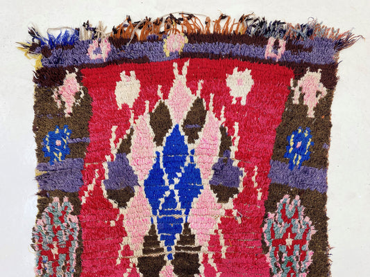 Tapis de couloir vintage marocain 2,5x8, long tapis berbère unique.