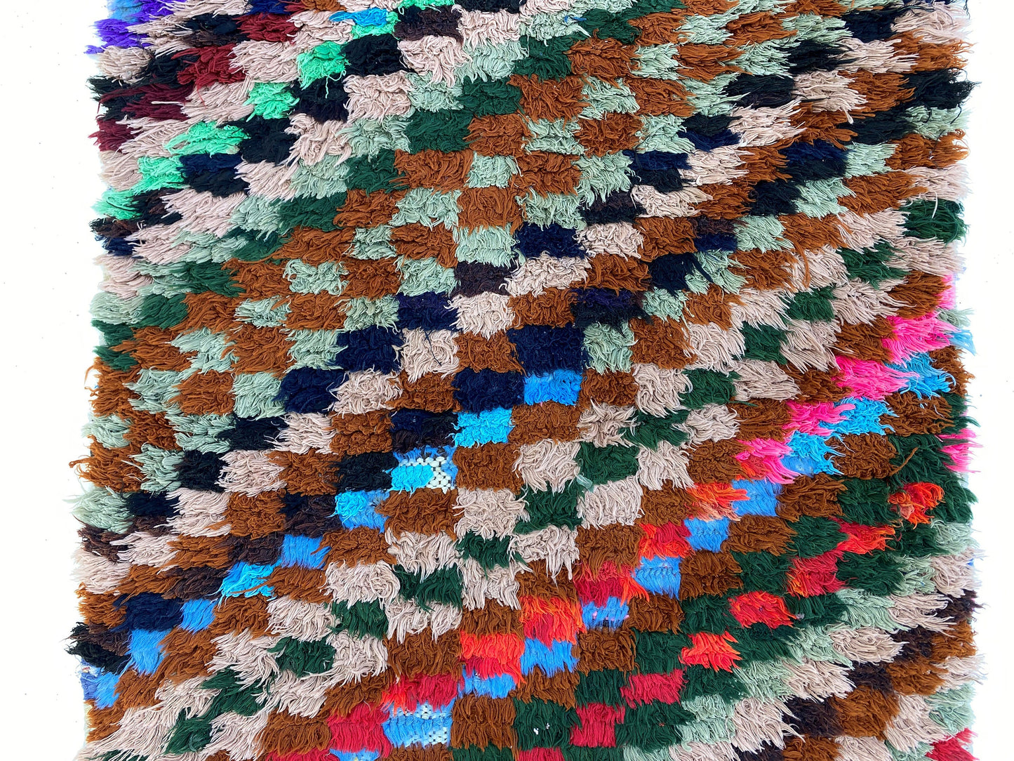 2x8 Checkered colorful runner rugs, Moroccan woven rug runner.