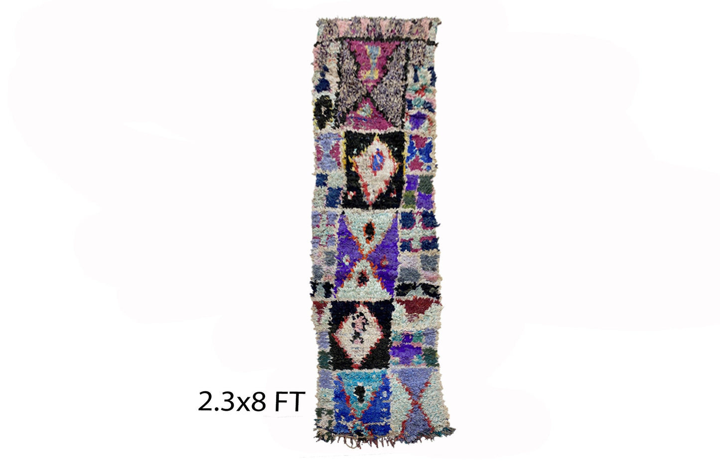 Narrow vintage Moroccan 2x8 runner rug, Berber colorful rugs runner.