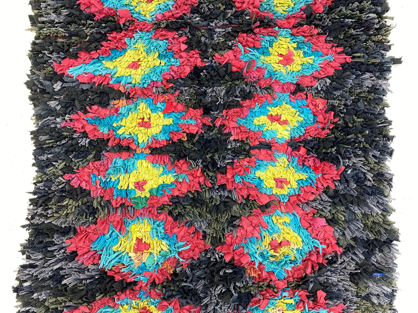 Moroccan colorful 3x9 runner rug, Berber diamond rug runner.