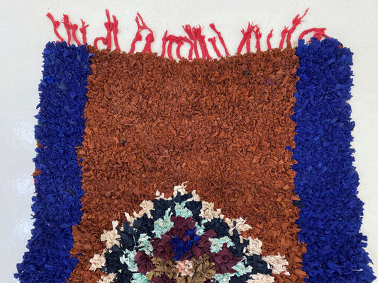 Vintage Moroccan 4x10 runner rug, Narrow diamond rug runner.