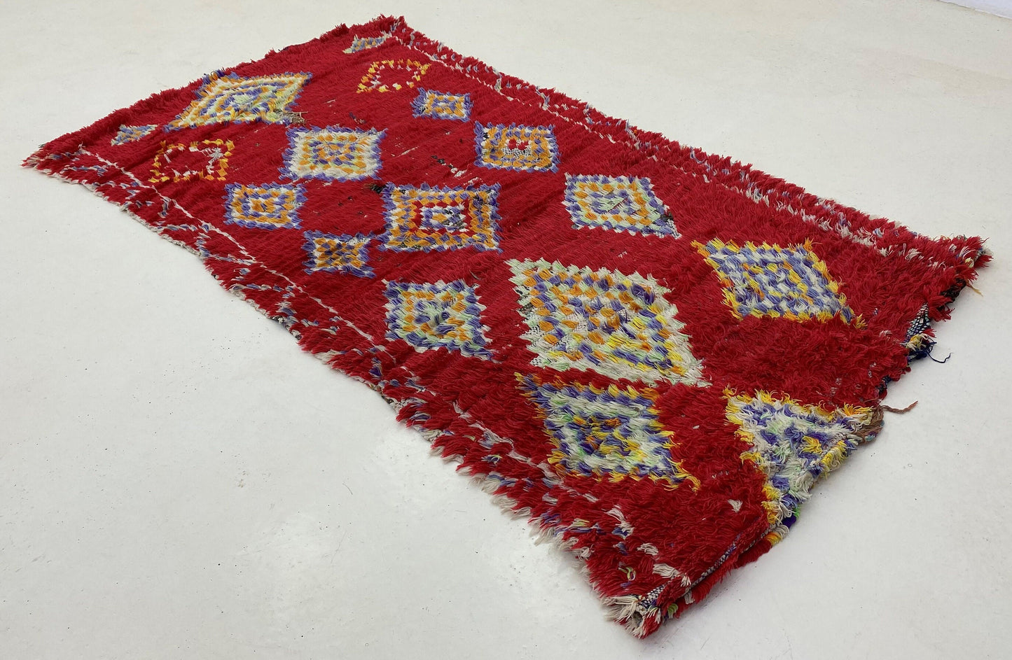 3x6 Moroccan red area rug, vintage diamond rugs.