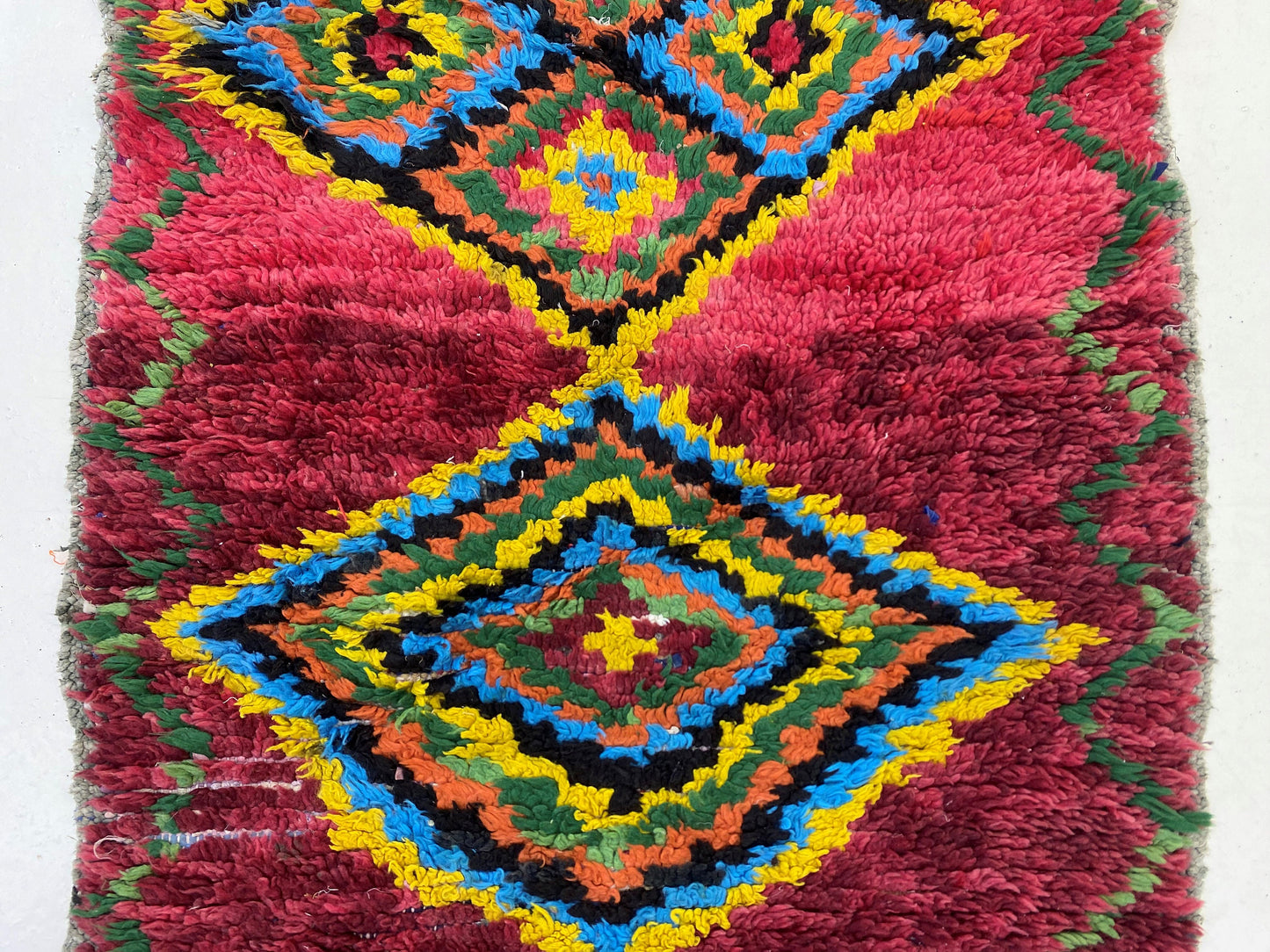 3x8 Unique diamond runner rugs, Vintage Moroccan rug runner.