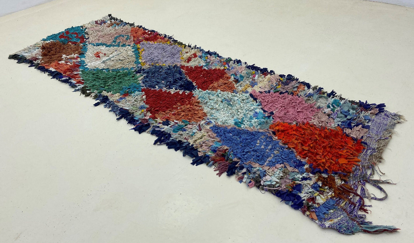 Tapis de couloir coloré Diamond 2x7, tapis de couloir berbère marocain.