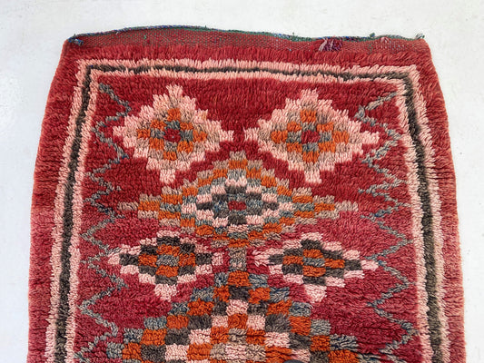 Long Moroccan 3x7 runner rug, vintage Berber rug runner.