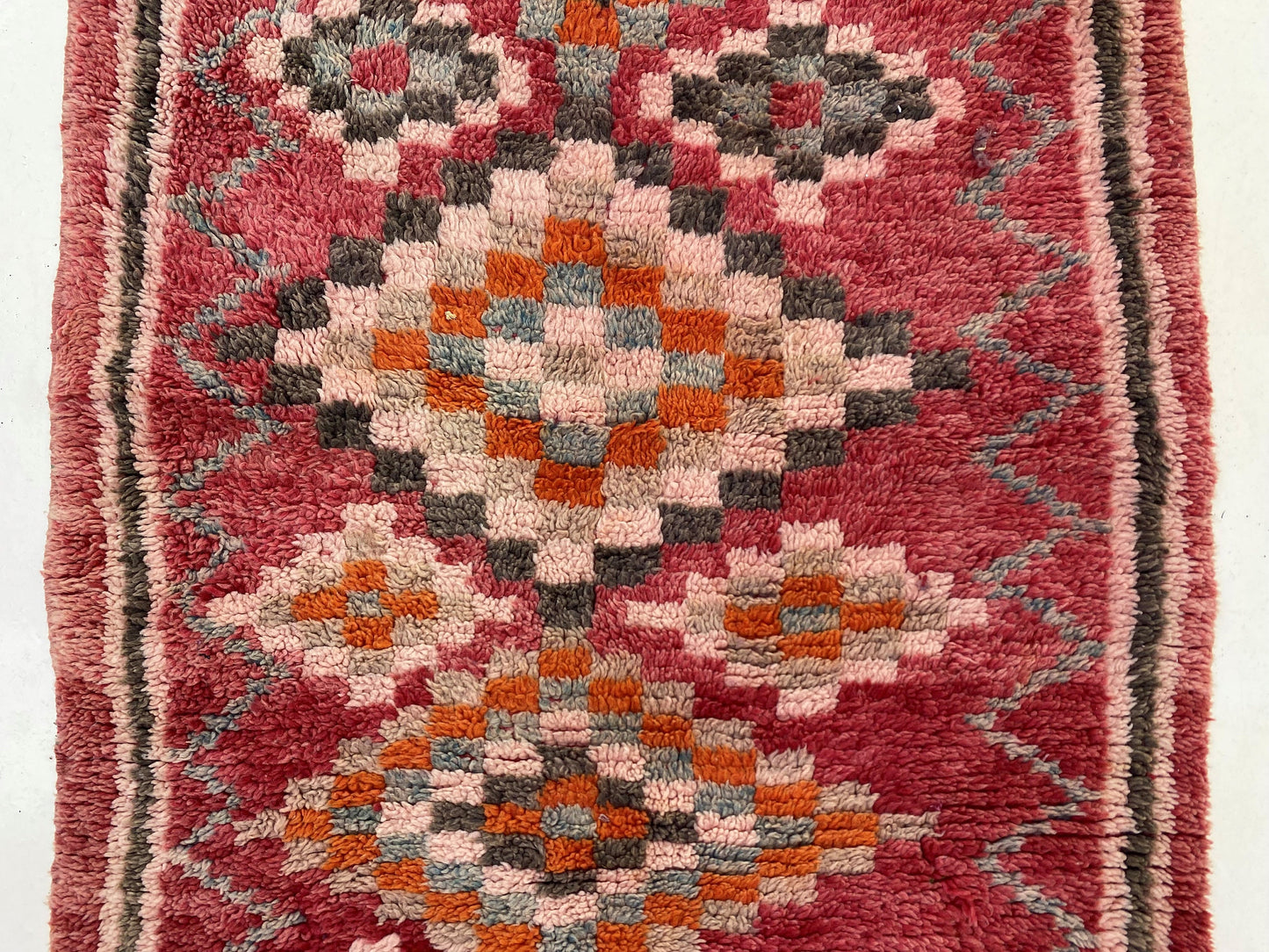 Long Moroccan 3x7 runner rug, vintage Berber rug runner.