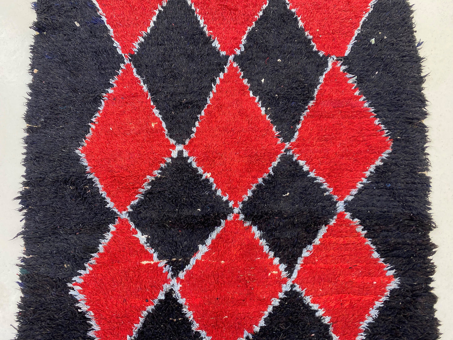Moroccan Black and Red 4x7 rugs, diamond vintage rug.