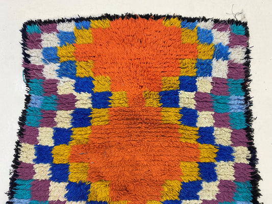 Tapis berbère marocain 3x6, petit tapis de couloir coloré.