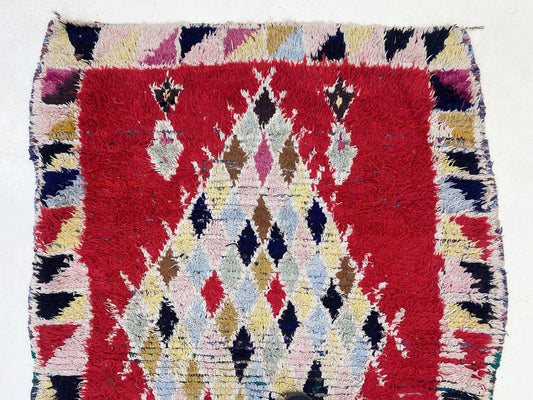 4x8 Moroccan unique runner rugs, vintage Berber rug runner.