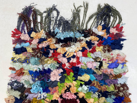 Long colorful Diamond runner rug 9x3, Moroccan Berber rugs runner.