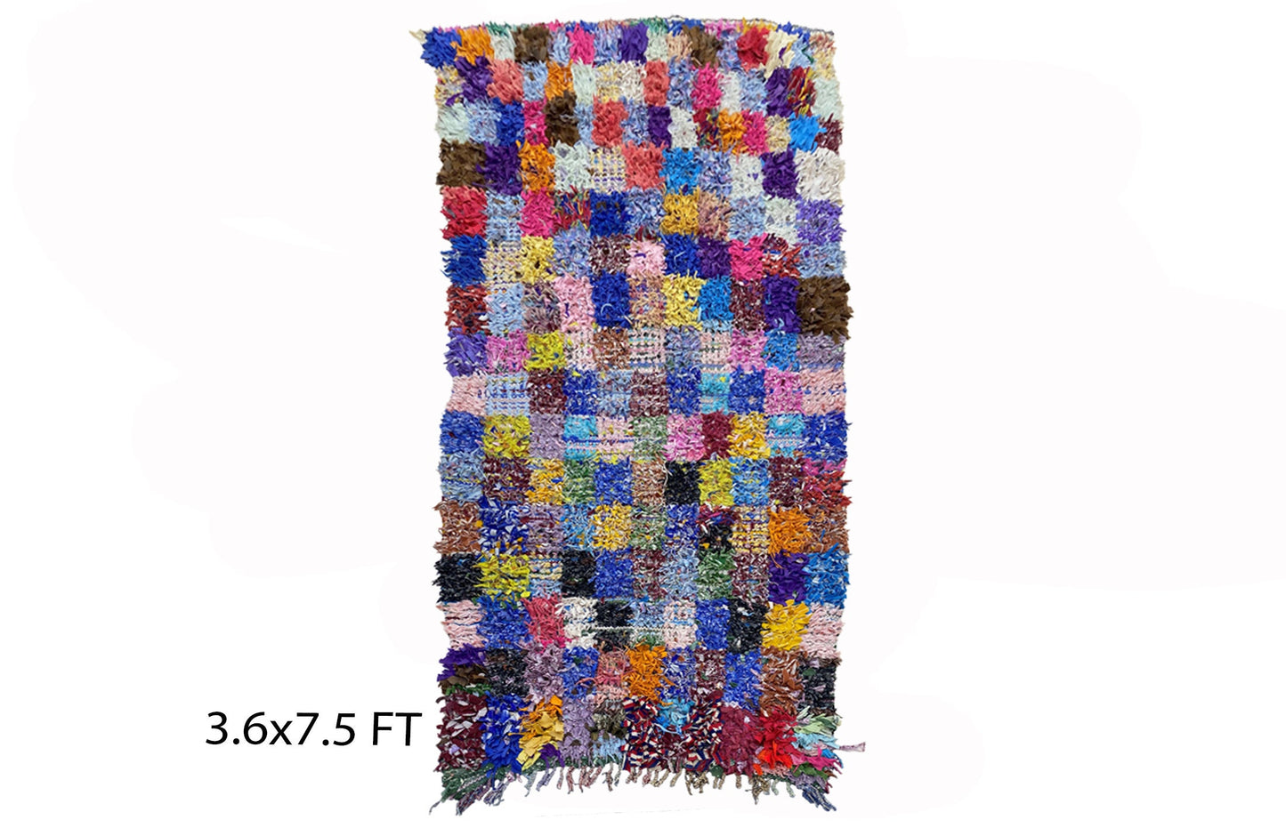 Berber checkered area rug 4x7.5, Moroccan colorful rugs.
