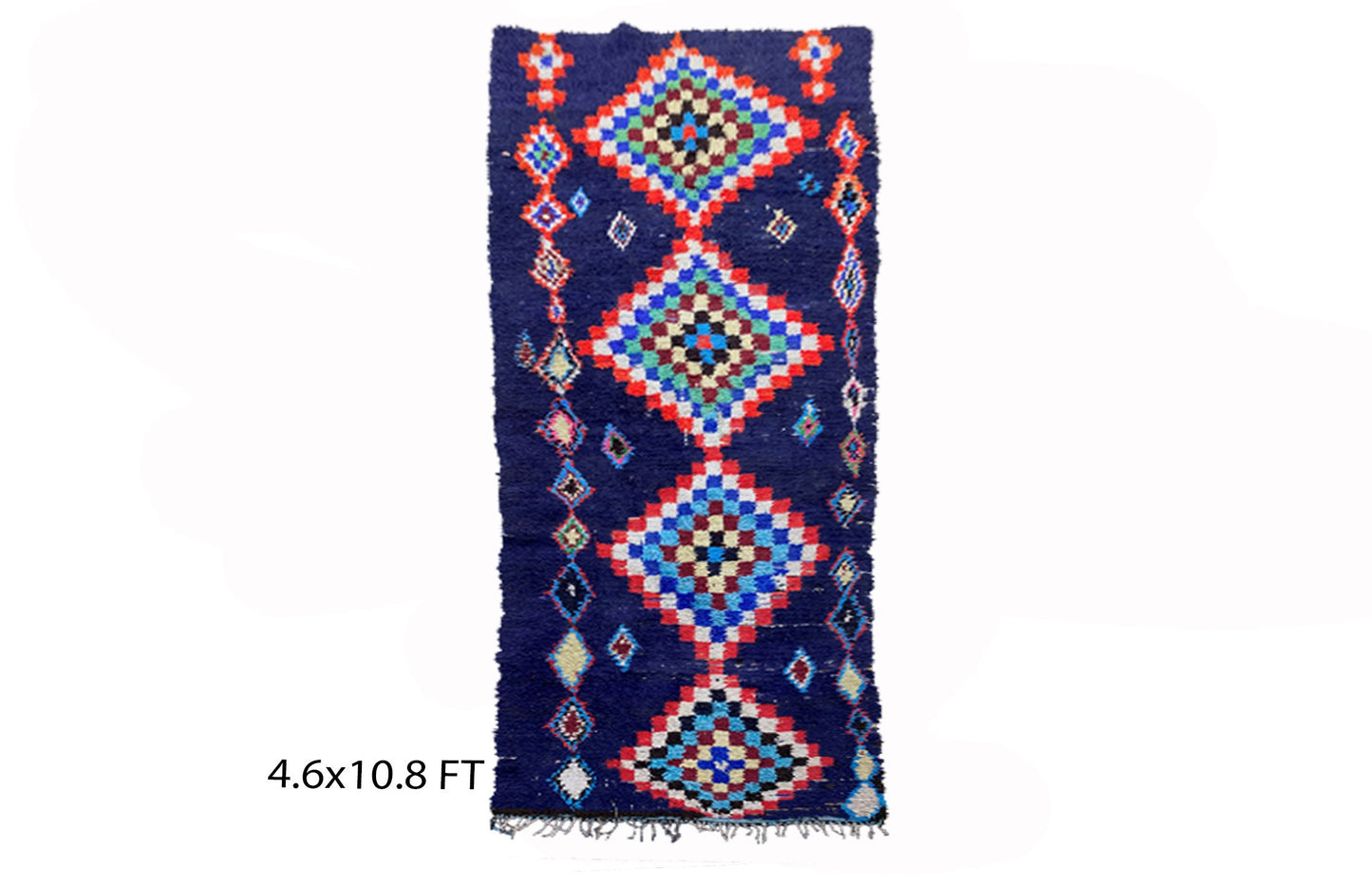 Large diamond Moroccan rug 5x11, vintage colorful area rugs.