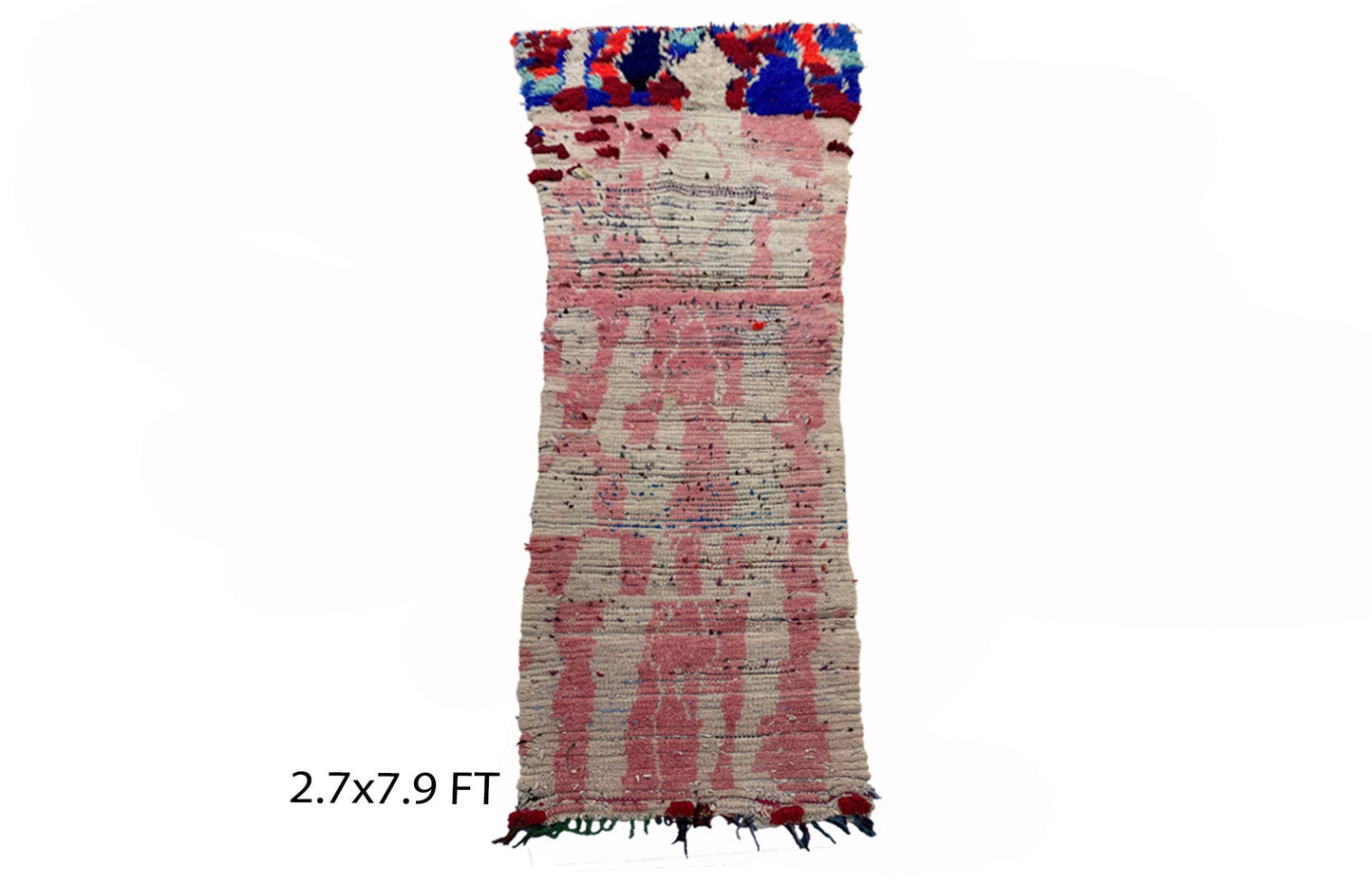 Moroccan vintage runner rug 3x8, Long Berber rug runner.