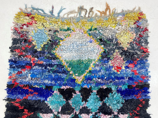 Vintage Moroccan runner rug 4x10, colorful Berber rug runner.