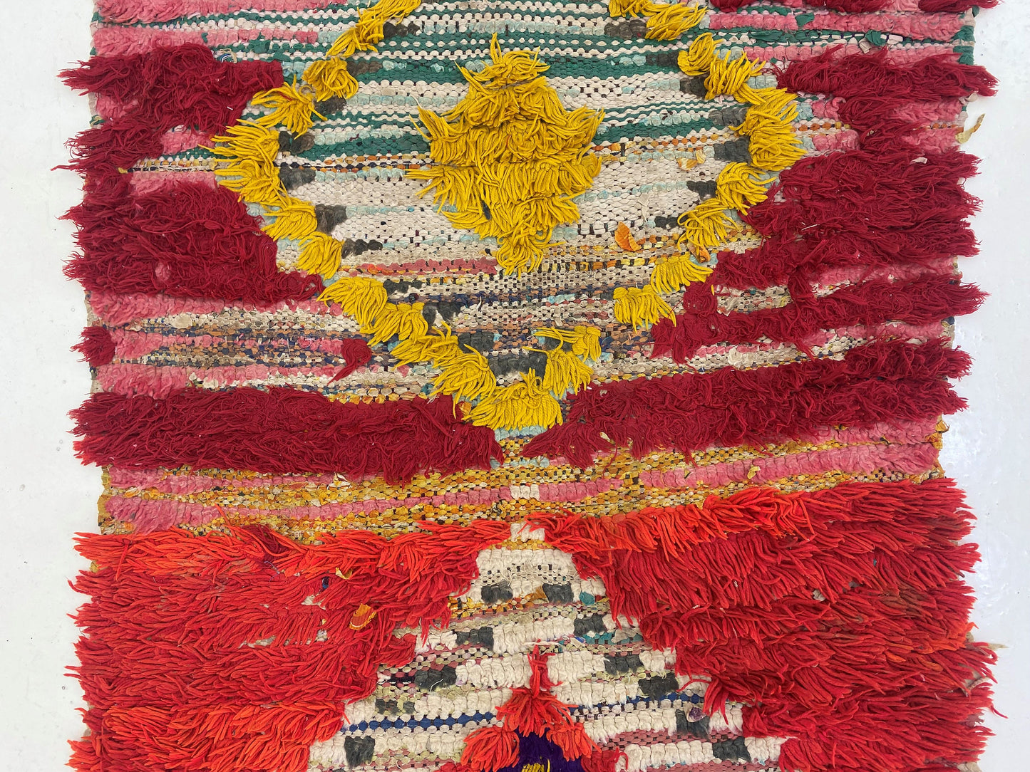 Diamond Berber rug runner 3x9.5, Vintage colorful runner rug.