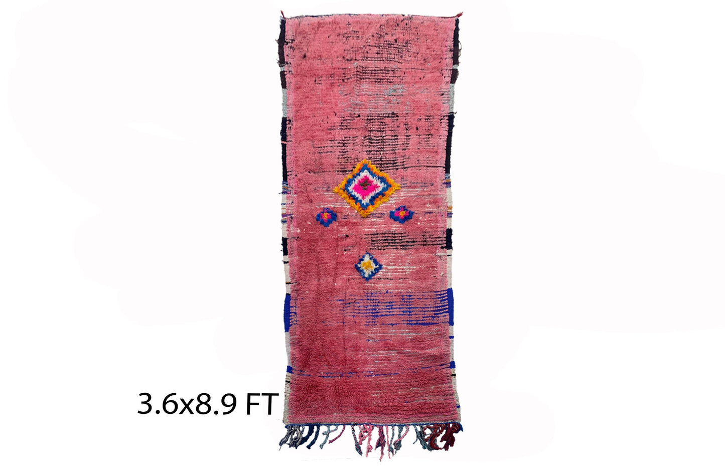 Narrow Moroccan runner rugs 9x4, Berber vintage rug runner.