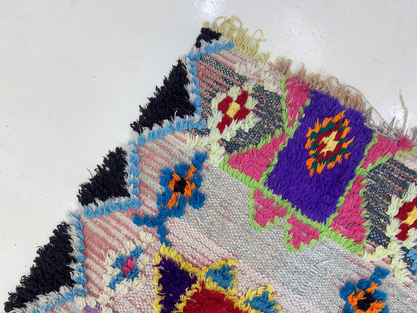 Small Moroccan colorful rug 2x5, Berber vintage rug.