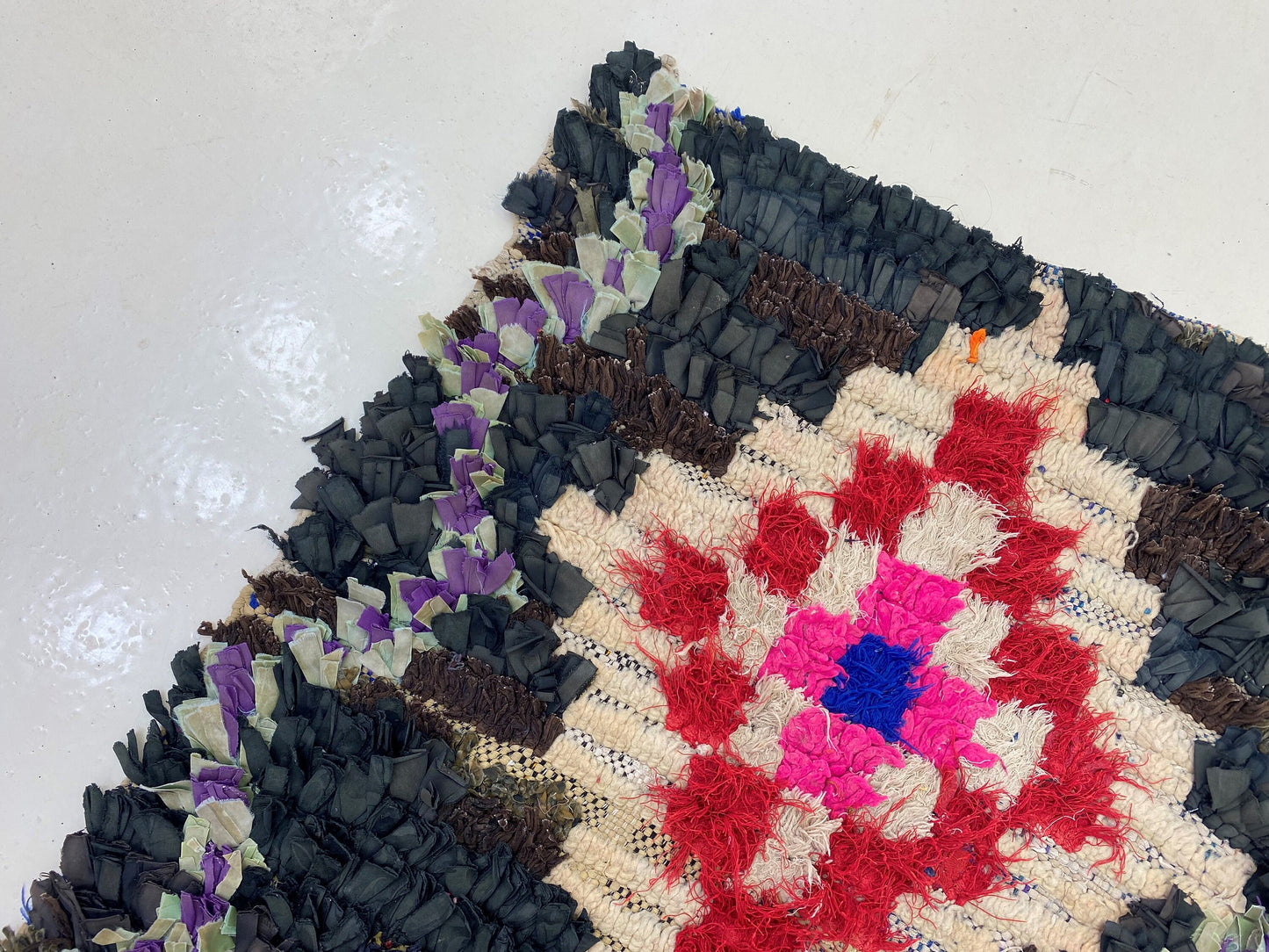 Diamond worn runner rug 7x2 ,Moroccan colorful rug runner.