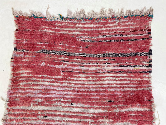 Solid faded red runner rug 3x9 , Moroccan vintage rug runner.
