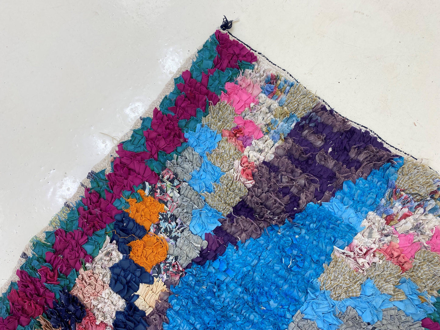 Moroccan Vintage runner rug 2x6, small abstract rug runner.