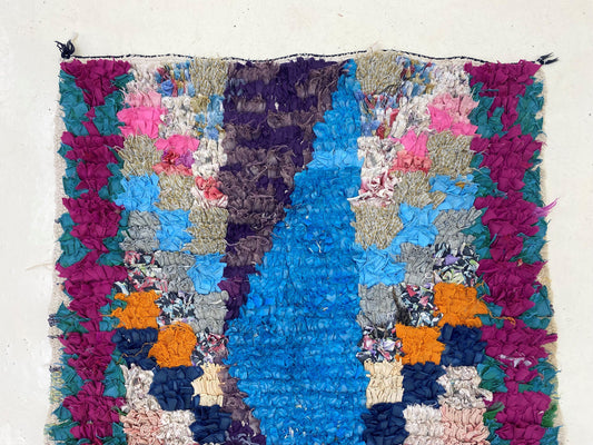 Moroccan Vintage runner rug 2x6, small abstract rug runner.