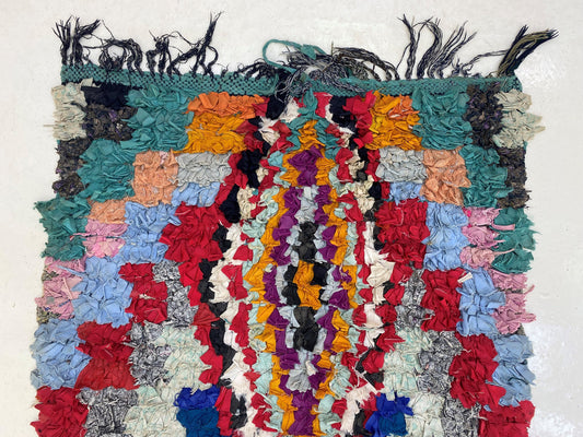 woven Moroccan colorful vintage rug runner 3x10.