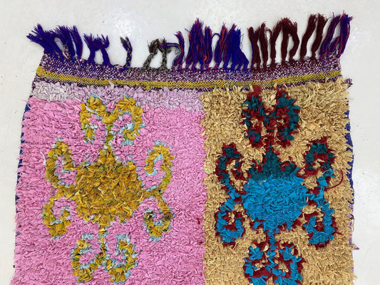 Vintage Moroccan runner rug 3x8, colorful Berber rug runner.