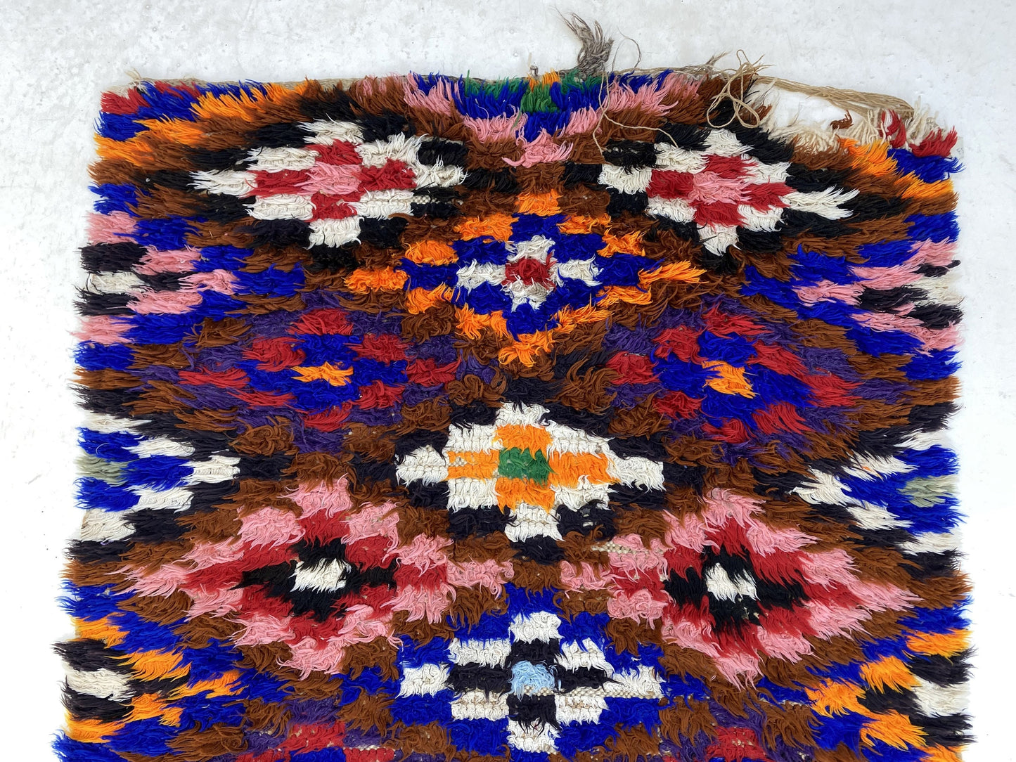 Colorful handwoven Moroccan runner rug 3x8 ft.