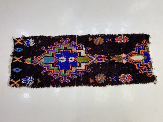 Tapis de couloir marocain vintage coloré 2x7 pi.
