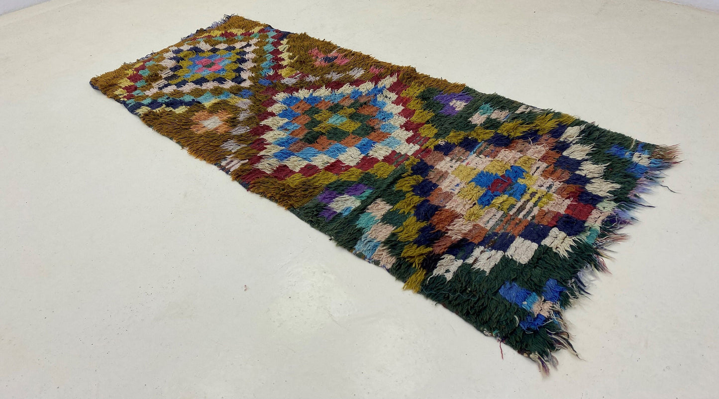 Moroccan vintage runner rug 3x6, handwoven boho runner rug.