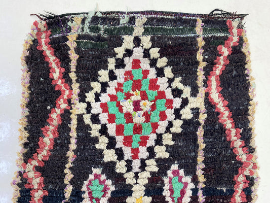 Moroccan narrow runner rug 2x8 , woven vintage runner rug.