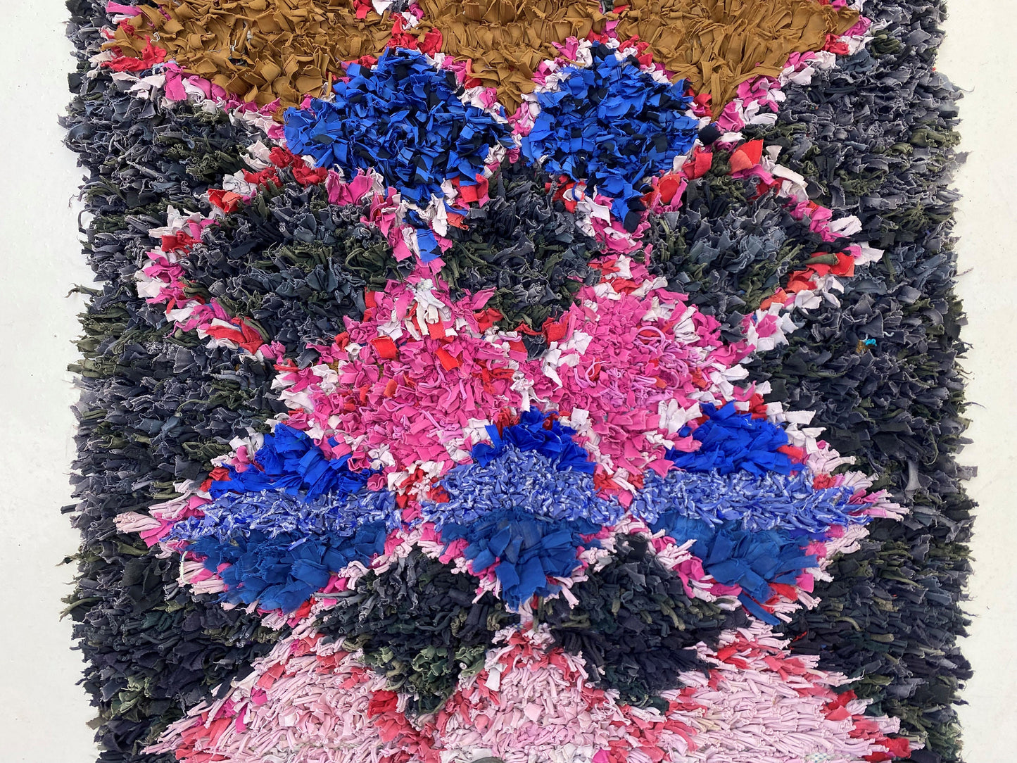 Boucherouite woven runner rug 3x8, vintage Moroccan runner rug.