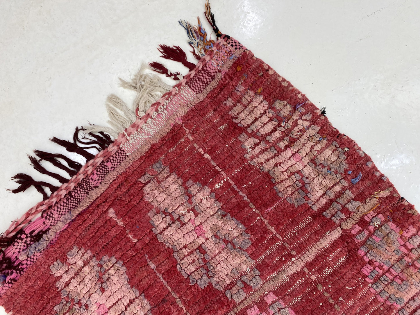 Moroccan vintage faded wool runner rug 3x8 ft.