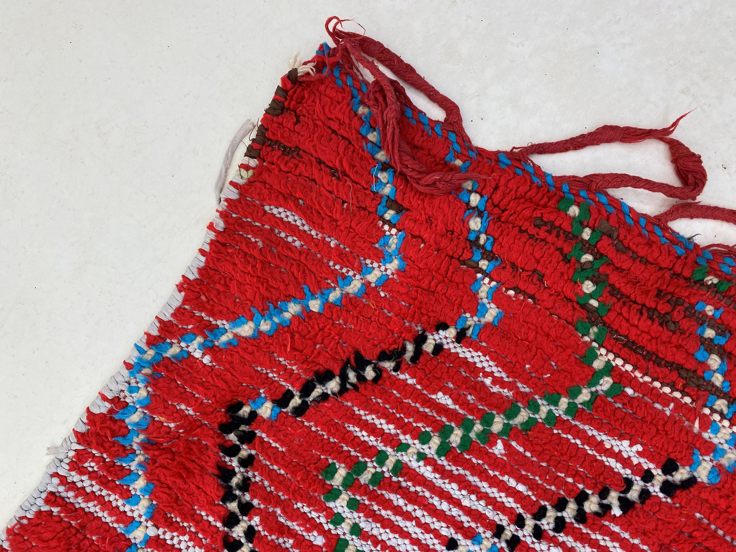 Moroccan Berber red runner rug 3x10.5 , Long vintage rug runner.