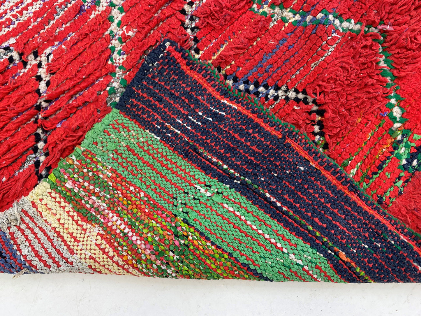 Moroccan Berber red runner rug 3x10.5 , Long vintage rug runner.