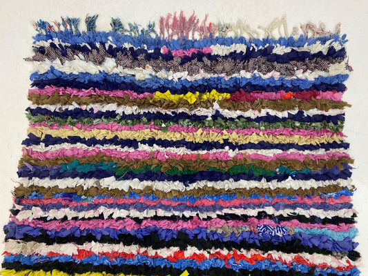 Colorful striped rug runner 4x9, Long Moroccan runner rug.