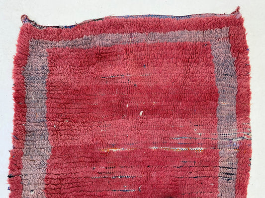 Extra Narrow vintage runner rug 3x11.5, Moroccan red rug runner.