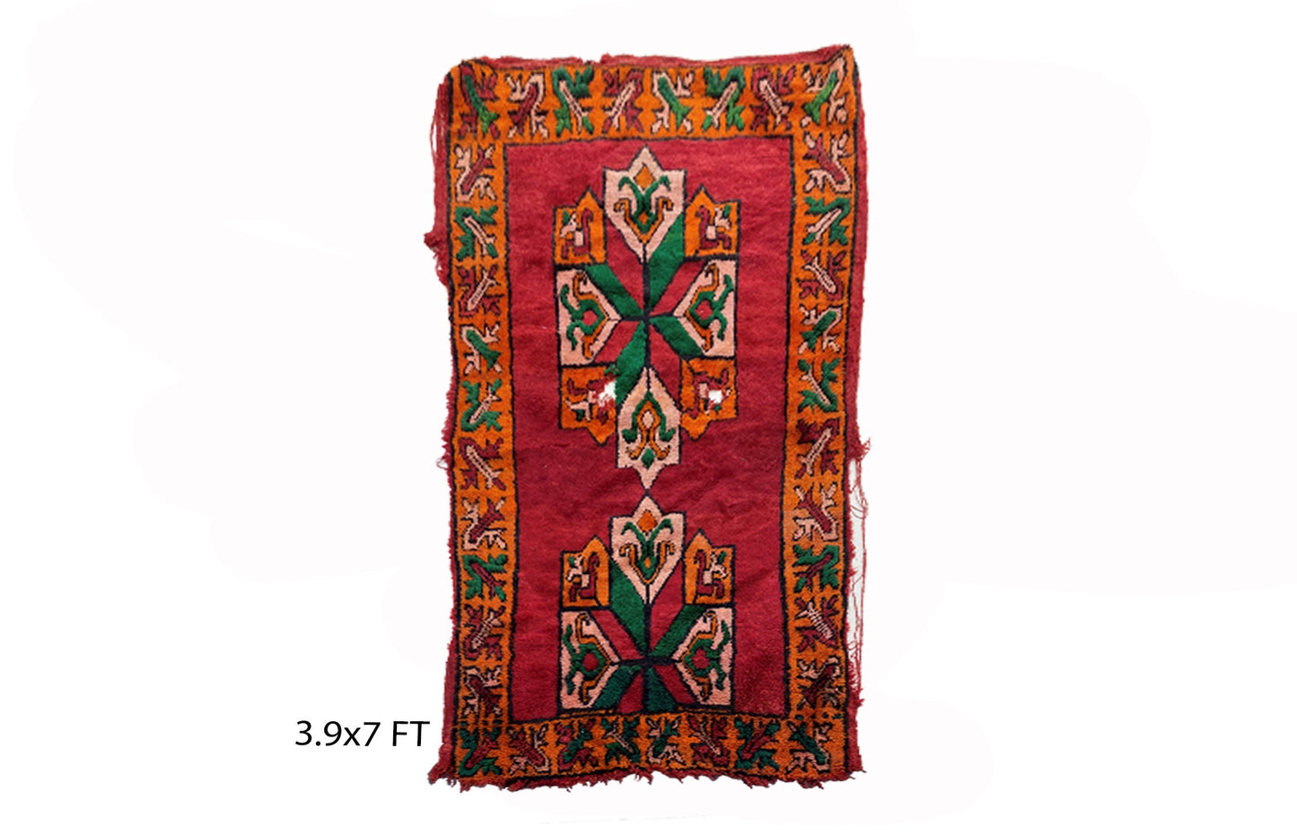 Moroccan colorful rug 4x7, Vintage Berber area rug.