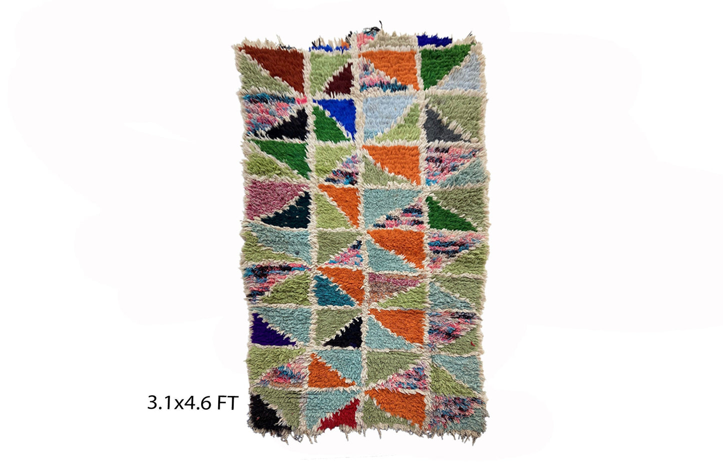 Small colorful vintage rug 3x5, Moroccan Berber area rug.