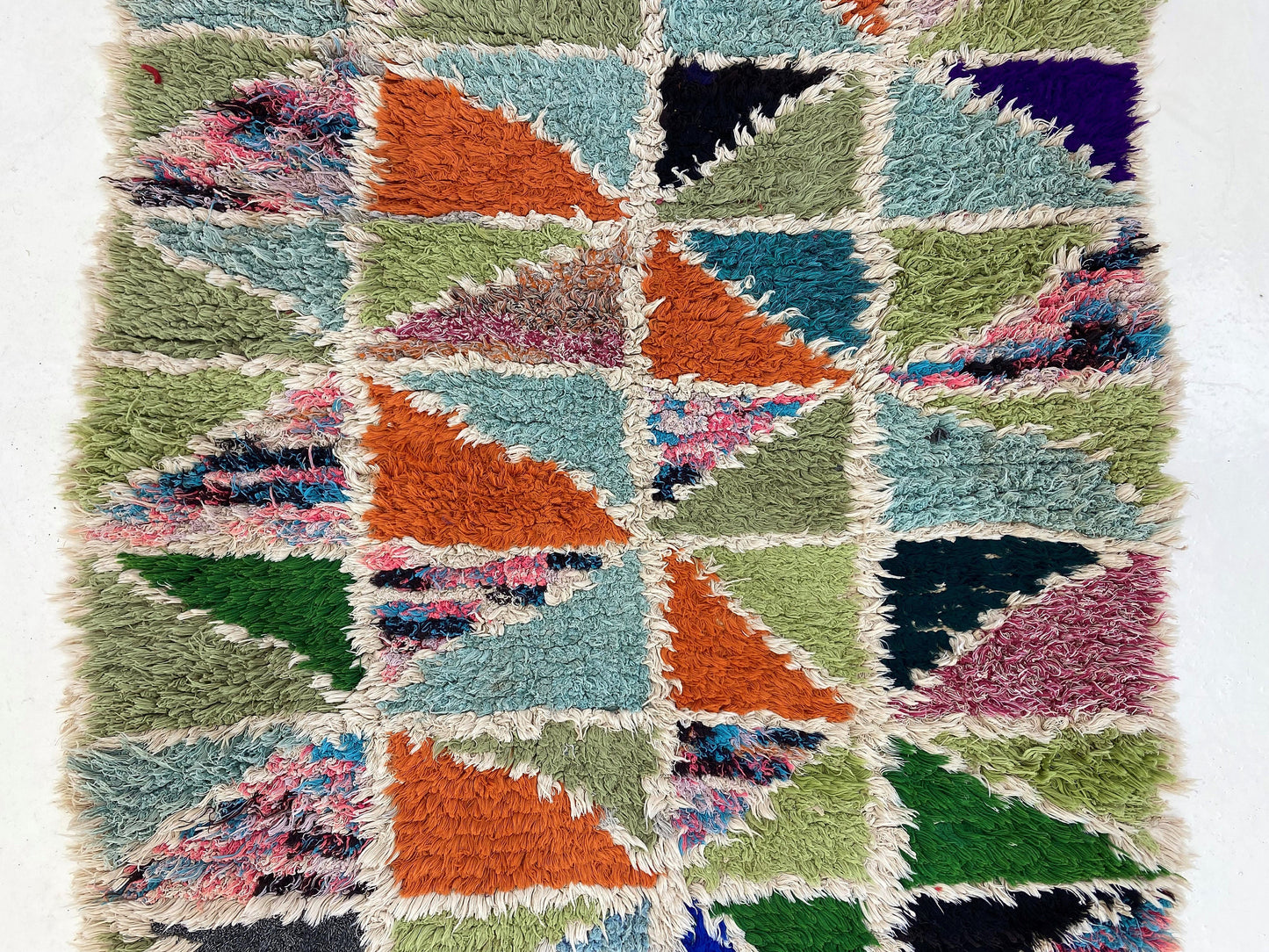 Small colorful vintage rug 3x5, Moroccan Berber area rug.