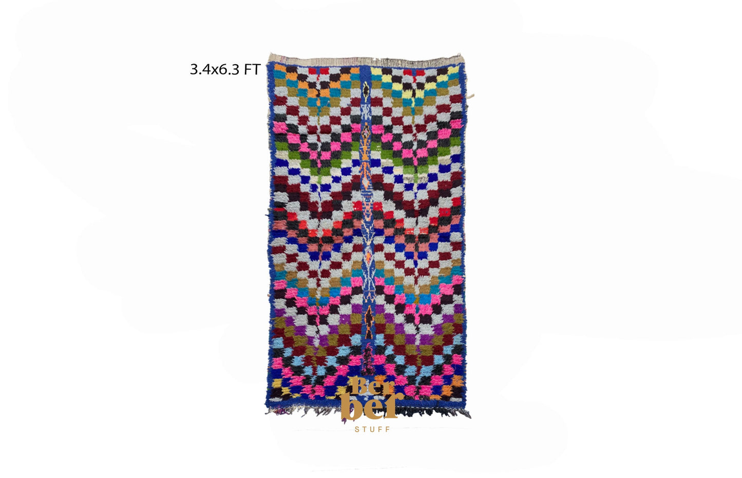Vintage Moroccan colorful area rug 3x6 ft.