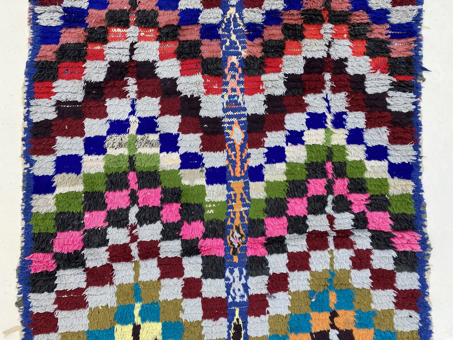 Vintage Moroccan colorful area rug 3x6 ft.