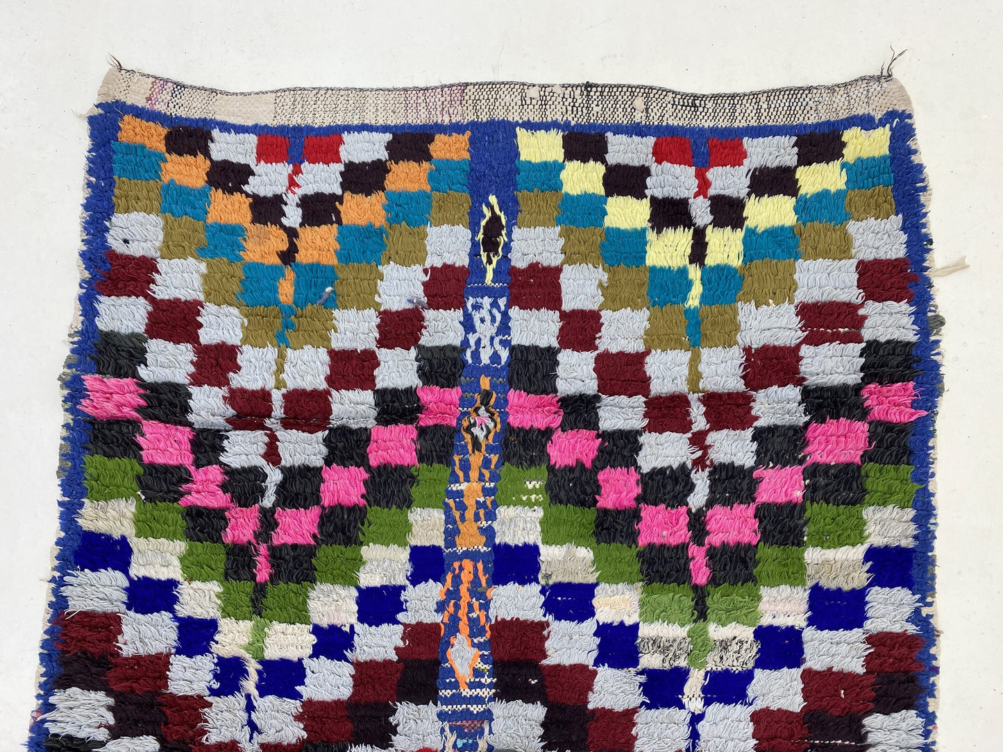 Vintage Moroccan colorful area rug 3x6 ft.