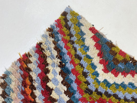 Vintage Moroccan Colorful Unique Rug Runner 3x7 ft.